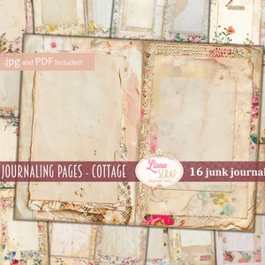Journaling Pagina's Cottage, Digitale Junk Journal Achtergrond, Collage Afdrukbaar, Botanische Digitale Junk Journal, Filler Journal Paper
