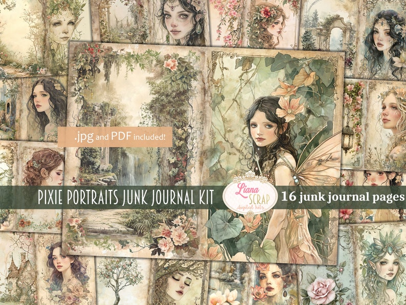 Scene Pixie Pixie Portraits Junk Journal Kit, Fantasy Fairies, Butterflies (PDF) - Etsy