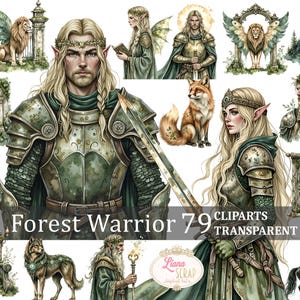 Clipart boskrijger - fantasieharnas, dieren, middeleeuwse digitale kunst - 79 afbeeldingen