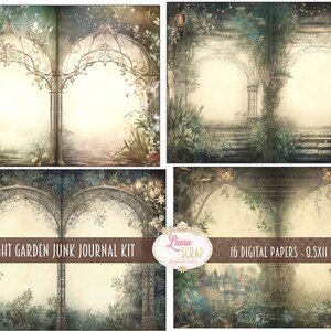Basic Night Garden Digital Paper for Junk Journals, Old Paper With ...