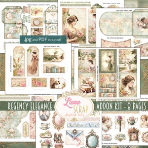 Kit ADDON de diario basura digital Regency Elegance, collage vintage imprimible, efímera digital inspirada en Jane Austen y cortes quisquillosos