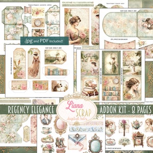 Regency Elegance Digital Junk Journal ADDON Kit, Vintage Collage Printable, Jane Austen Inspired Digital Ephemera and Fussy Cuts