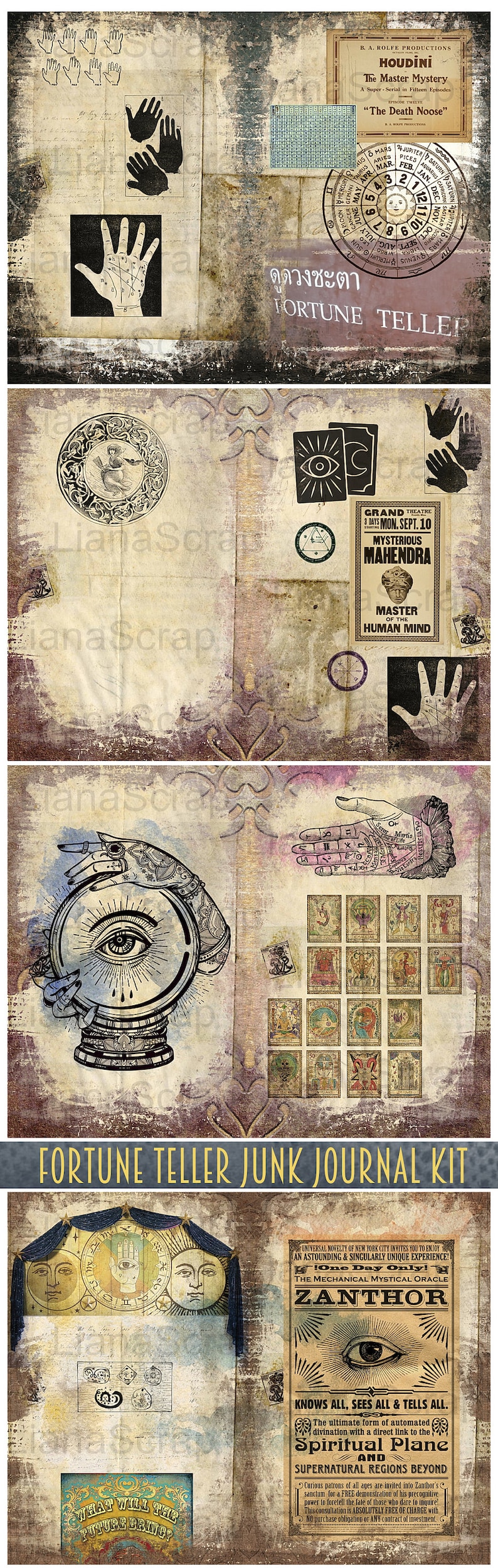 Fortune Teller Junk Journal Kit, Esoteric Ephemera (digital Download ...