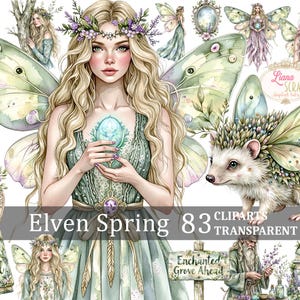 Clipart printemps elfique fées créatures des bois fleurs art numérique - 83 images