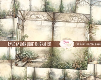 Faded Garden Junk Journal Paper, Printable Backgrounds (Digital Kit)