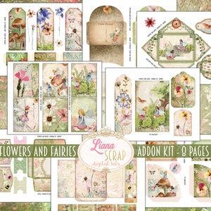 Flowers and Fairies Junk Journal ADDON Kit, Fairy Collage Printables, Digital Floral Epehmera Kit, Fairy Junk Journal Paper Ephemera