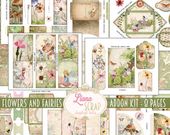 Fairy Junk Journal ADDON Kit, bloemen ephemera (digitale download)