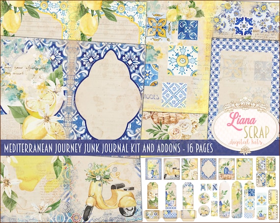Shades of Summer/' vintage botanical digital journal kit