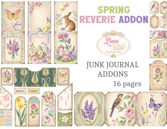 Spring Reverie ジャンク ジャーナル アドオン | 16 ページの印刷可能