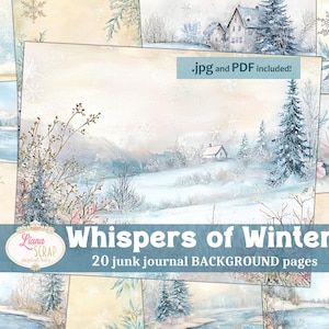 Papel de fondo para diario basura Susurros de invierno, paisajes mágicos de invierno, páginas de cuentos de hadas de invierno, invierno pastel
