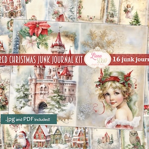 Kit de diario basura digital de Navidad roja de hadas, collage de invierno imprimible, kit de hadas digital, papel de diario basura digital de cuento de hadas