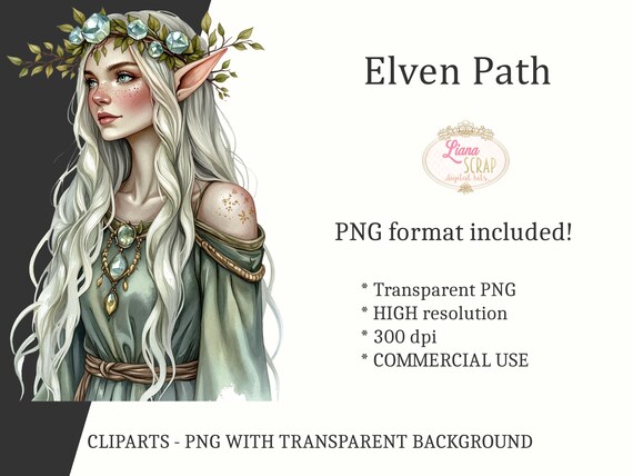 エルフの道のクリップアート - ファンタジーデジタルアート、透明背景