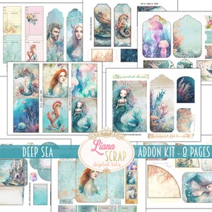 Deep Sea Junk Journal ADDON Kit, Imprimables sur la vie sous-marine, Feuilles de collage de mer, Mermaid Junk Journal Ephemera