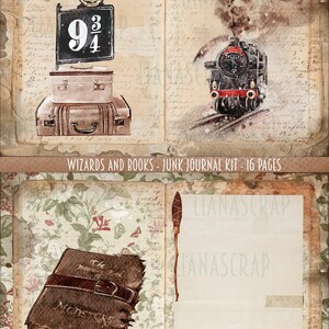 Wizards and Books Junk Journal Digital Kit Printable, Wizard Digital ...