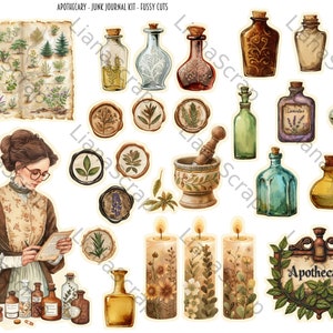 Junk Journal, Apotheker Fussy Schnitte druckbar, digitaler Download, Apotheke Bilder, Ephemera Aufkleber, Verzierungen für Junk Journals Bild 9