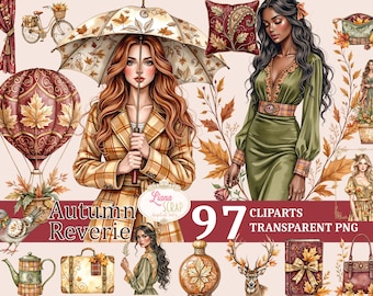 Autumn Reverie Clipart Set – Fall Scrapbooking Graphics (PNG)