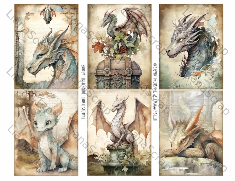 Dragons Beyond Junk Journal ADDON Kit, Fantasy Collage Printables ...