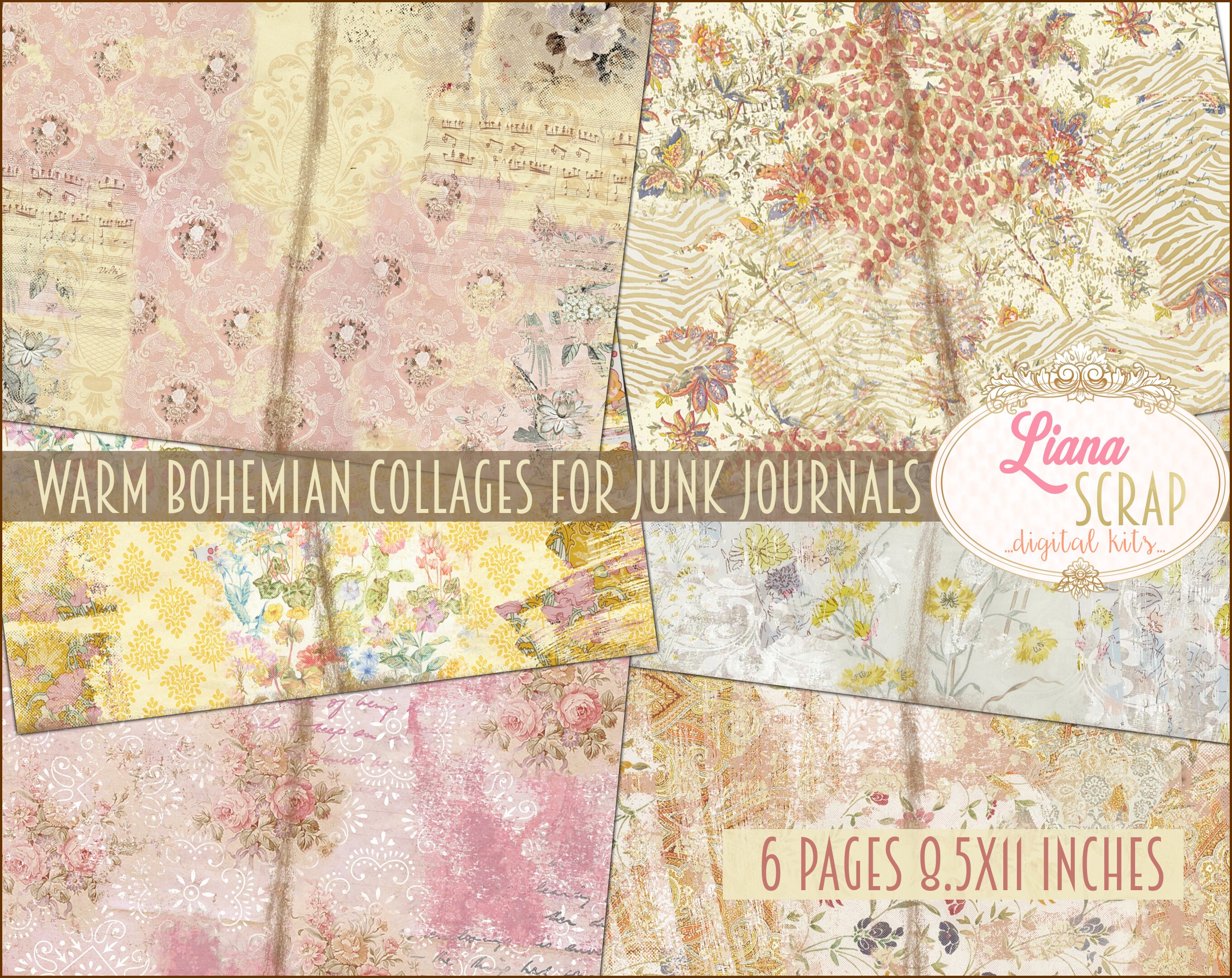 Warm Bohemian Collage Junk Journal Digital Kit Printable Boho - Etsy India