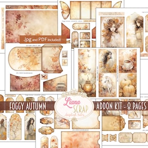 Kit ADDON de diario basura digital de otoño brumoso, collage de otoño imprimible, kit de otoño digital, efímera de diario basura digital de tema de otoño