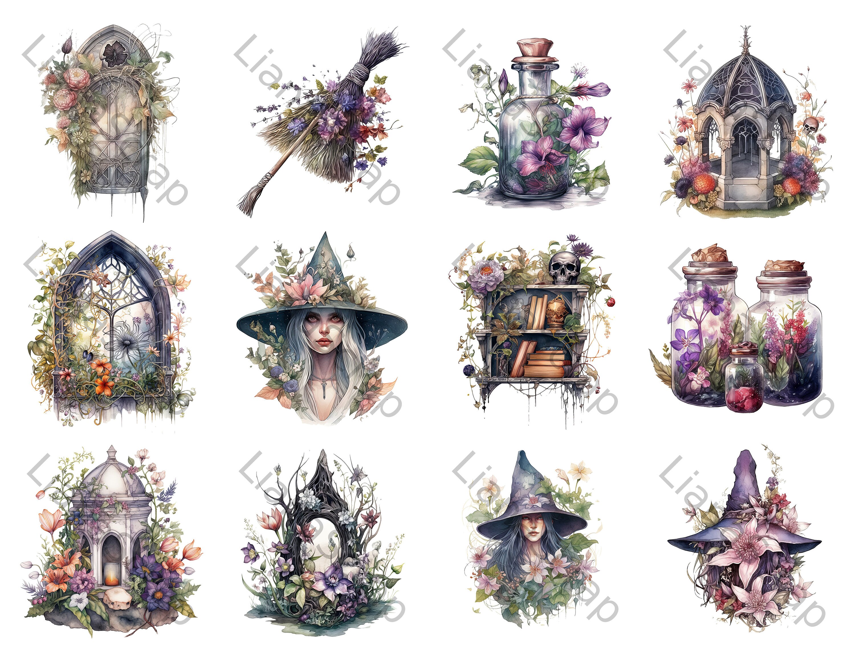 Spring Witch Clipart PNG Set 32 Witch Clipart Magic - Etsy Australia