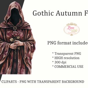 Gothic Autumn Clipart Set – Watercolor Halloween Graphics (PNG) image 5