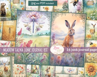 Kit de diario basura de fauna silvestre, collage de animales silvestres (kit digital)