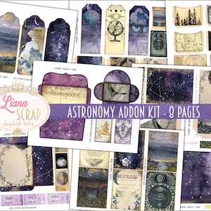 Astronomy Junk Journal ADDON Kit Printable, Astrology and Moon Printables Collage Sheets, Junk Journal Paper ADDON