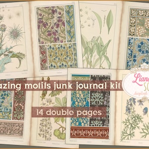 Erstaunliche Motive Junk Journal Kit, Vintage Blumen Collage, Digital Kit zum Ausdrucken, Junk Journal Papier