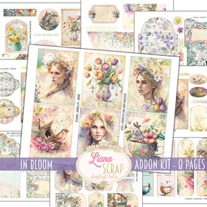 Kit de complément pour journal indésirable fleuri, fleurs printanières à imprimer pour collage, kit numérique de complément pour journal indésirable printanier, éphémères pour journal indésirable Flower Princess