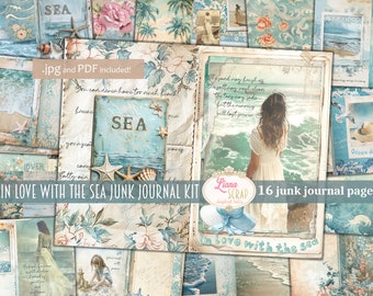 Beach Junk Journal Kit, zee-ephemera, oceaancollage (pdf)