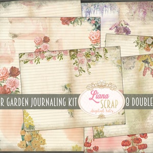 Flower Garden Journaling Kit Afdrukbaar voor ongewenste tijdschriften, Vintage bloemen Junk Journal Kit, Junk Journal Paper