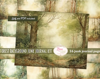 Forest Background, Digital Junk Journal, Forest Collage Printable, Digital Junk Journal, Nature Journal Paper, Forest background