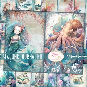 Deep Sea Junk Journal Kit, Underwater Life Printables, Sea Collage Sheets, Mermaid Junk Journal Paper