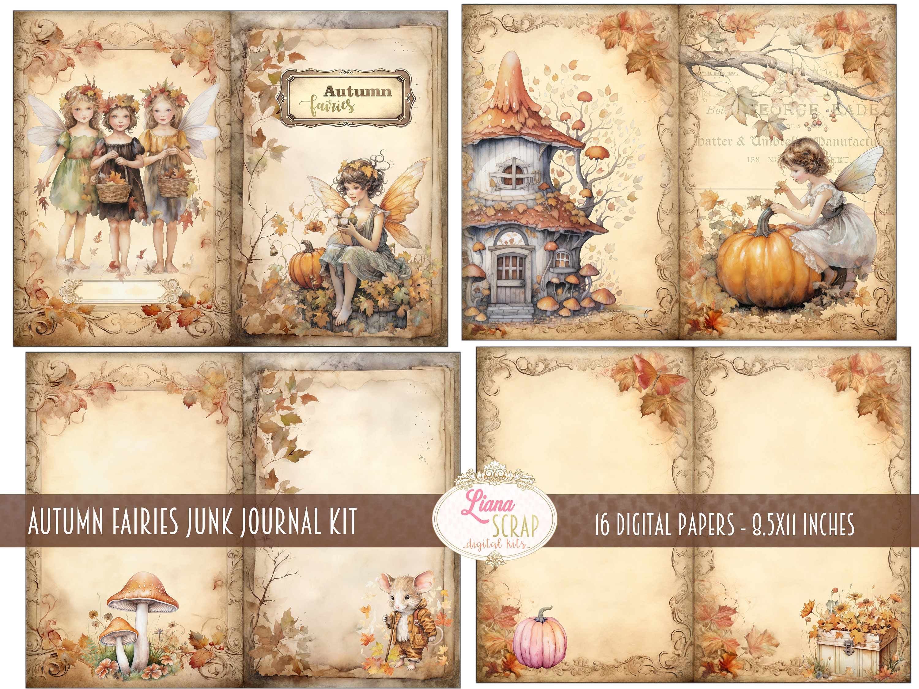 October Kit - 'Falling for You' Digital Junk Journal Kit
