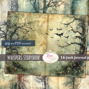 Sfondi per diario spazzatura di Whispers Storybook, foresta di Halloween stampabile, carta per diario spazzatura, boschi infestati fantasy