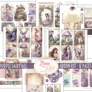 Paarse Fairytale Junk Journal ADDON Kit, Fantasy Fairy Forest Collage Printables, Fairy Digitale Kit, Magical Forest Junk Journal Ephemera