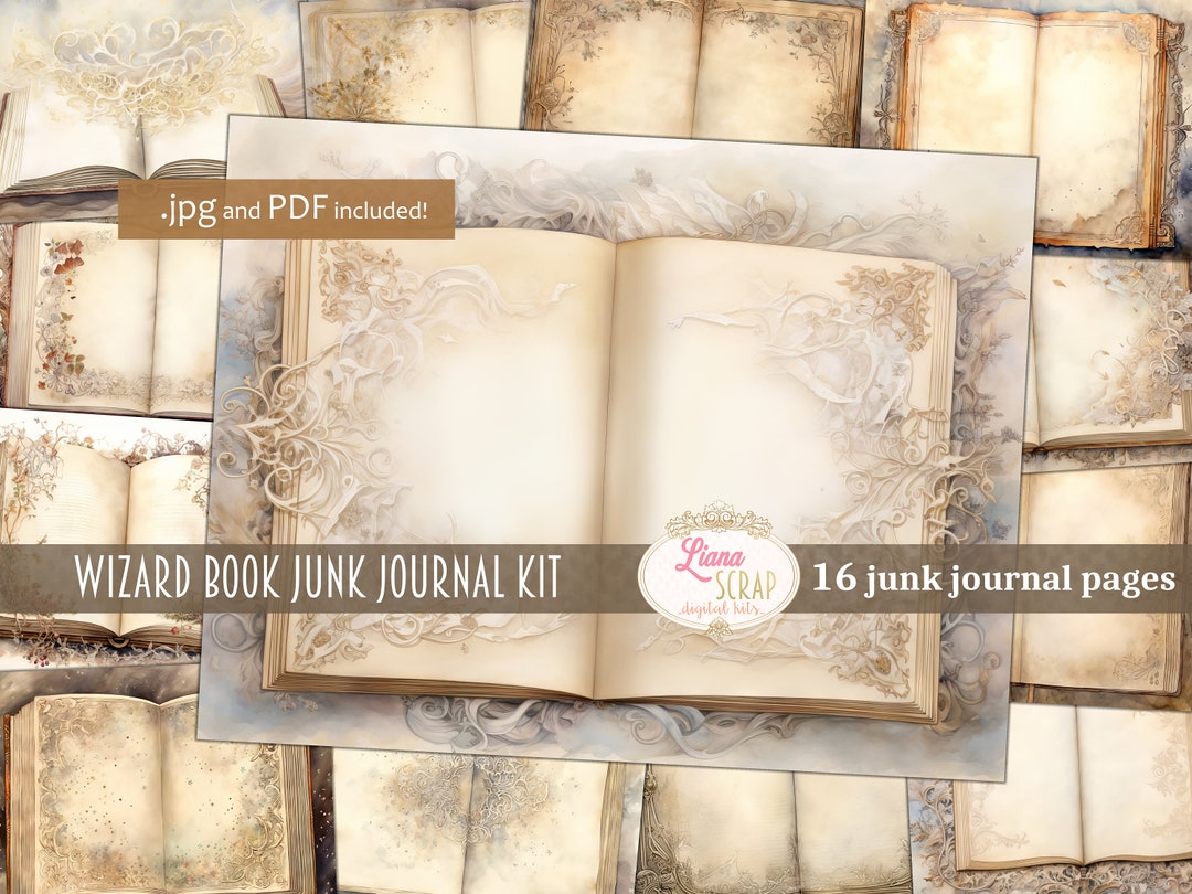 Wizard Book Junk Journal Kit, Open Book Pages (PDF Included) - Etsy