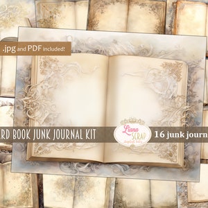 Wizard Book, book center page for Junk Journal, vintage book paper, enchanted book digital paper, printable, open book junk journal kit