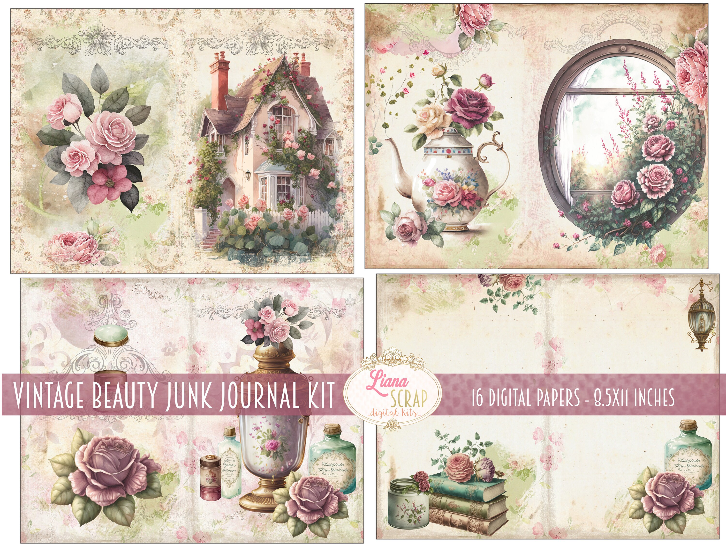 Vintage Beauty Junk Journal Kit, Victorian Collage (digital Download ...