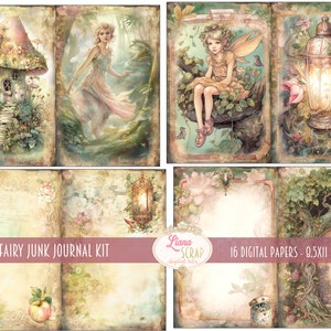 Summer Fairy Junk Journal Kit, Fantasy Fairy Collage Printables, Digital Fairy Kit, Fairy Seasons Collection image 2