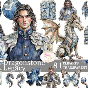 Dragonstone Legacy 81 Clipart Immagini PNG Trasparenti Arte Digitale Fantasy Adesivi Planner Scrapbooking Design, Magia Medievale del Drago