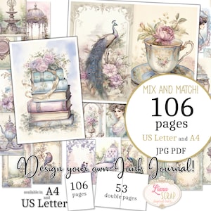 Junk Journal - Empire Treasury - Formato US Letter e A4, Pagine Mix and Match, Carta digitale bellezza vintage in PDF stampabile e JPG