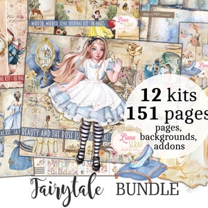Fairytale Junk Journal BUNDLE - 12 kit, Fantasy Collage Printables, Princess Digital Kit, 151 pagine del diario spazzatura della principessa delle fiabe