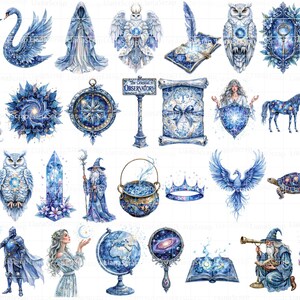 Clipart de Mago em Aquarela – Arte Mística, Gráficos Celestiais para Planejador (PNG) imagem 3