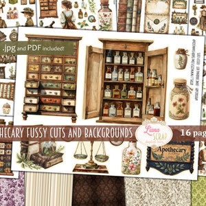 Ongewenste Journal, apotheker kieskeurige bezuinigingen afdrukbare, digitale download, apotheek beelden, Ephemera Stickers, versieringen voor ongewenste tijdschriften
