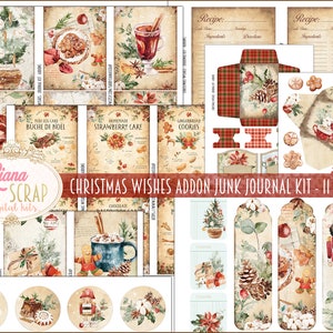 Kerstwensen ADDON Junk Journal Kit, Winter Collage Printables, Digitale Kerst Ephemera ADDON, Junk Journal Paper