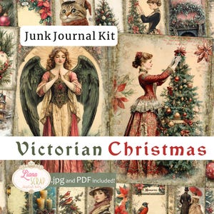 Victorian Christmas Junk Journal Paper, Christmas Junk Journal, Traditional Christmas Pages, Vintage Christmas magic