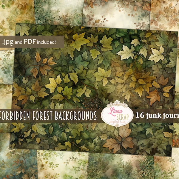 Forbidden Forest Digital Junk Journal Background, Forest Collage Printable, Digital Junk Journal, Nature Journal Paper, Forest background
