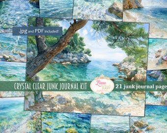 Aquarel Beach Junk Journal papier, zand en zee (pdf)