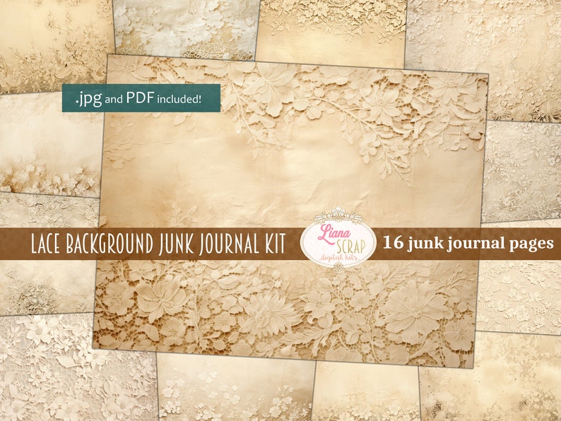 Vintage Lace Junk Journal Paper, Printable Collage Background (PDF) - Etsy